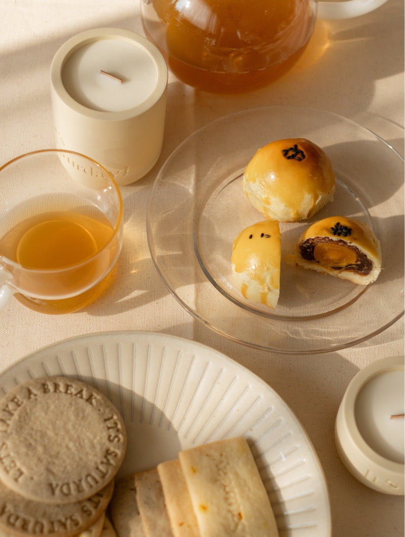 🥮 中秋限定禮盒組 🥮 【 碧螺春 】茶果香調|花好月圓 香氛蠟燭 x 水泥托盤