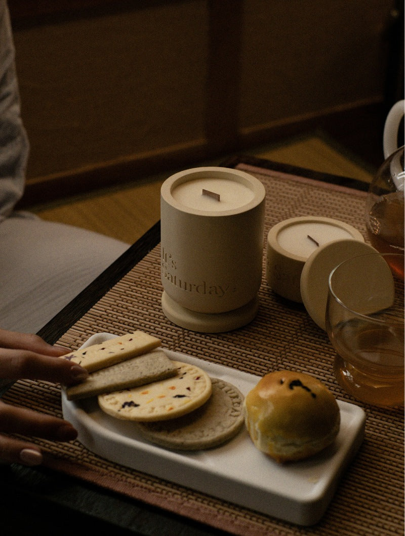 🥮 中秋限定禮盒組 🥮 【 碧螺春 】茶果香調|花好月圓 香氛蠟燭 x 水泥托盤